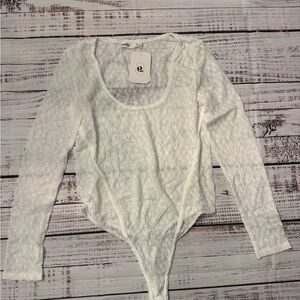 Elodie White Textured Bodysuit